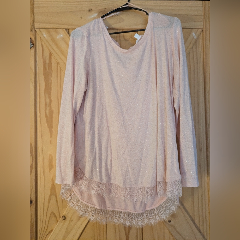 LC Lauren Conrad Pink Lace Tie Back Top size XL